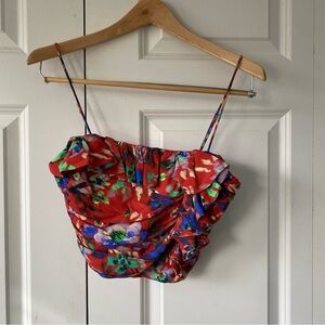 Zara Red and Blue Floral Top